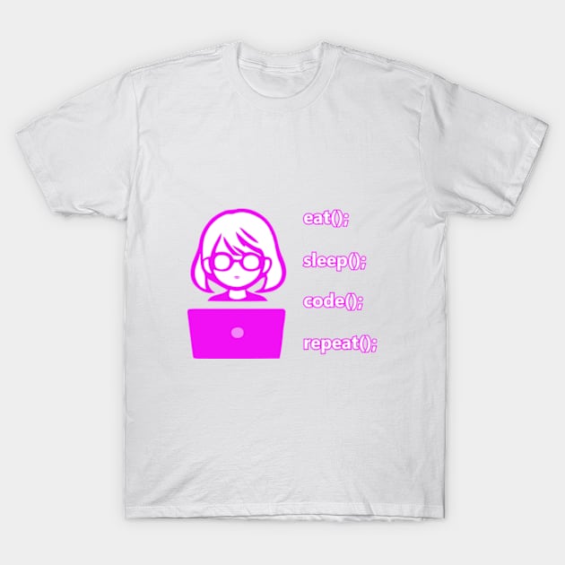 Girl Eat Sleep Code Repeat T-Shirt by IDesign23